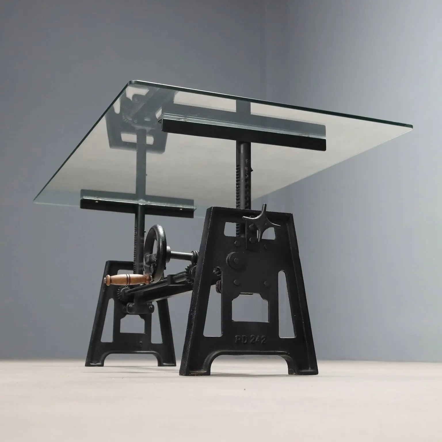 Antique Adjustable Coffee Table Iron Glass Italy XX Century - Italy, XX Century | Antiques | Side & Coffee Tables