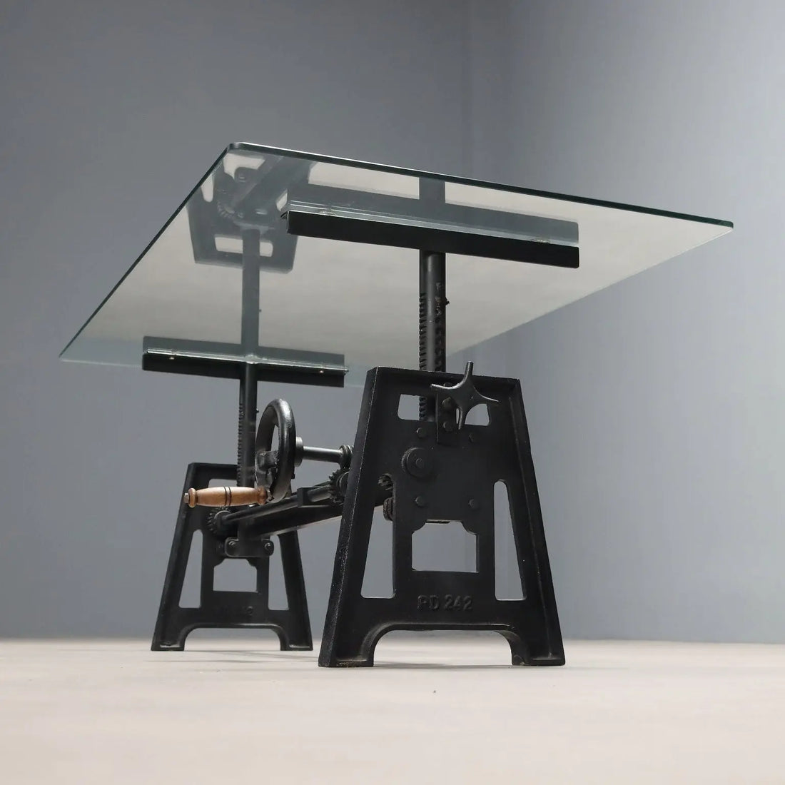 Antique Adjustable Coffee Table Iron Glass Italy XX Century - Italy, XX Century | Antiques | Side & Coffee Tables