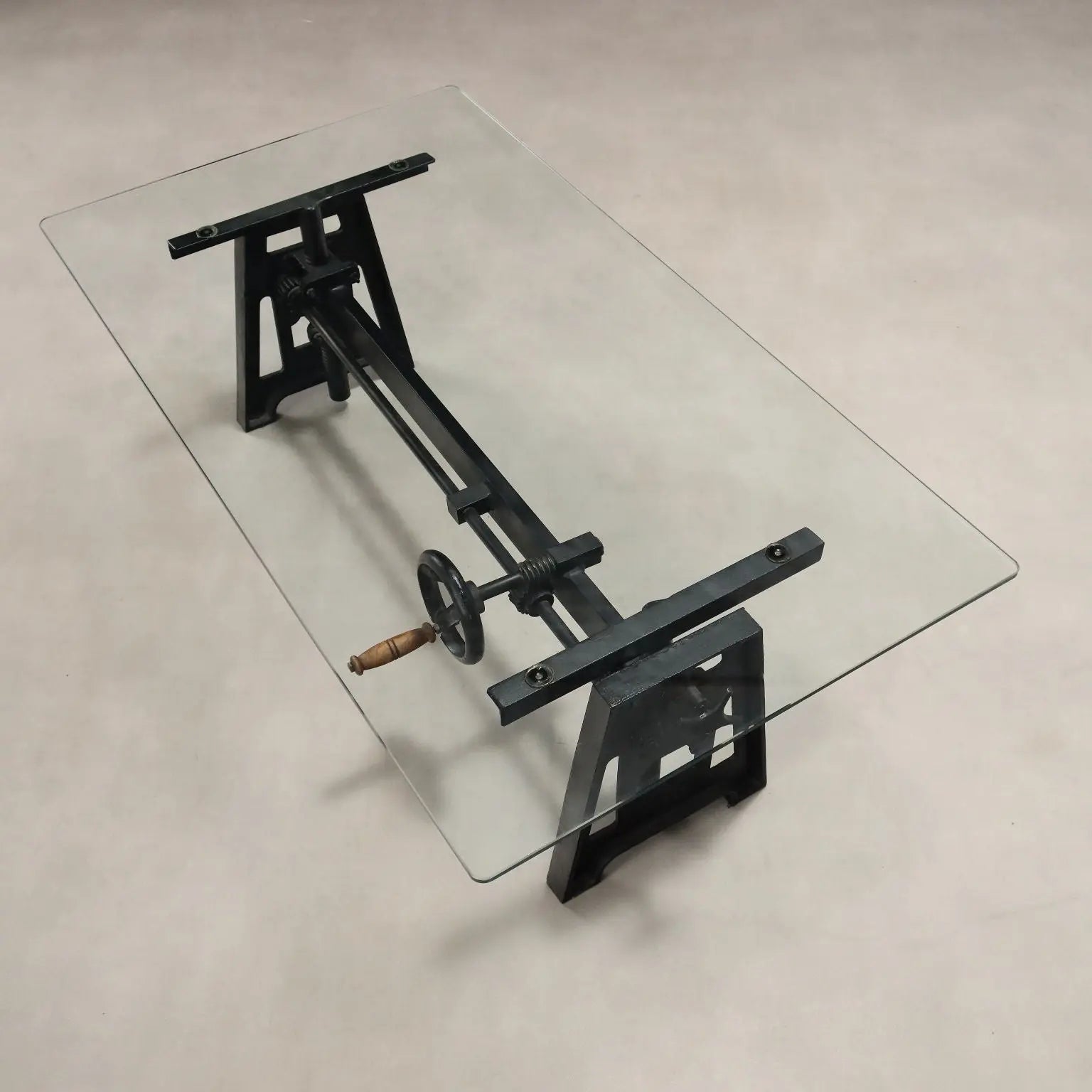 Antique Adjustable Coffee Table Iron Glass Italy XX Century - Italy, XX Century | Antiques | Side & Coffee Tables