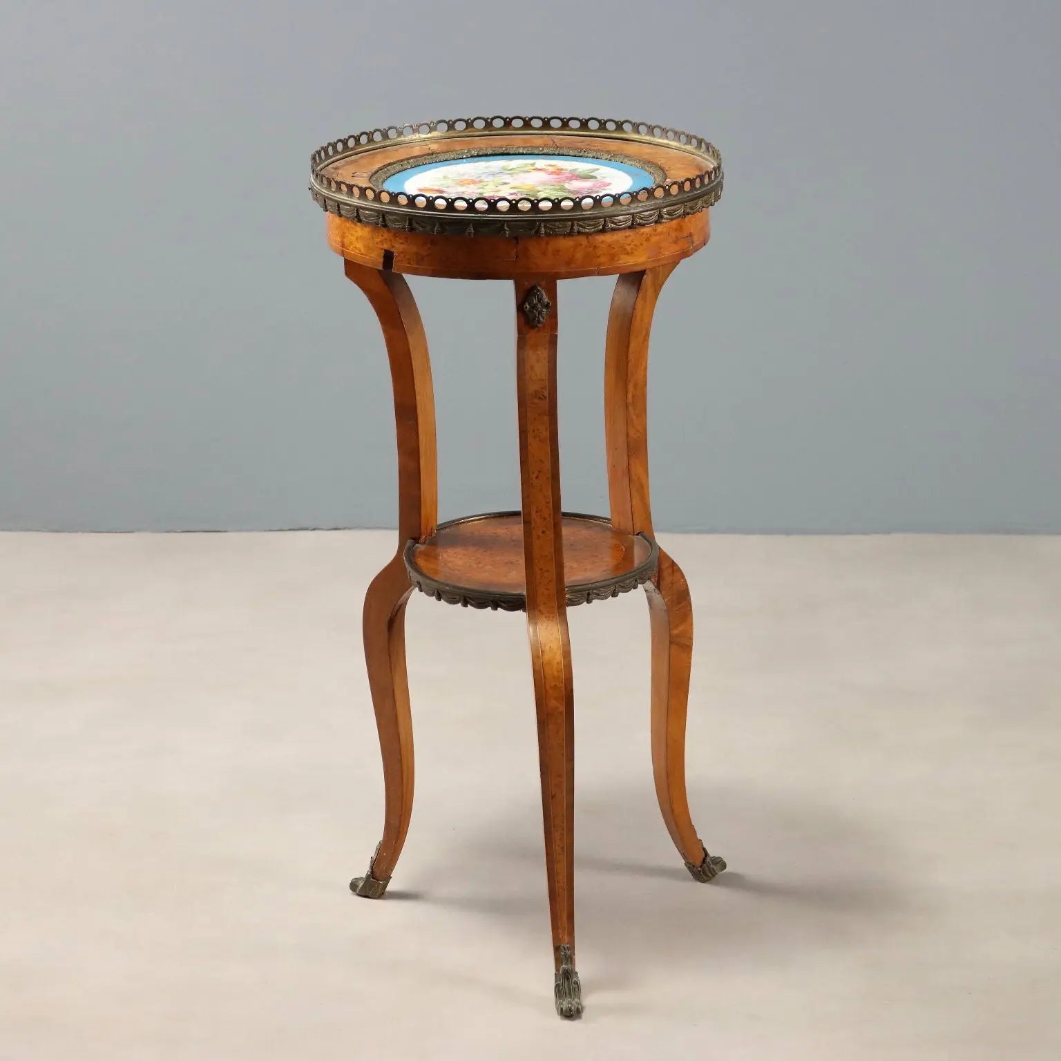 Antique Coffee Table Walnut Painted Ceramic XX Century - France, XX Century | Antiques | Side & Coffee Tables