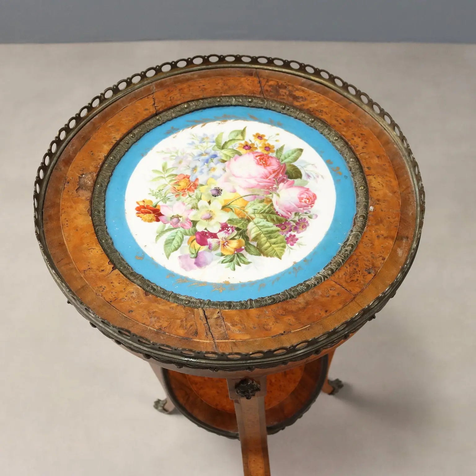 Antique Coffee Table Walnut Painted Ceramic XX Century - France, XX Century | Antiques | Side & Coffee Tables