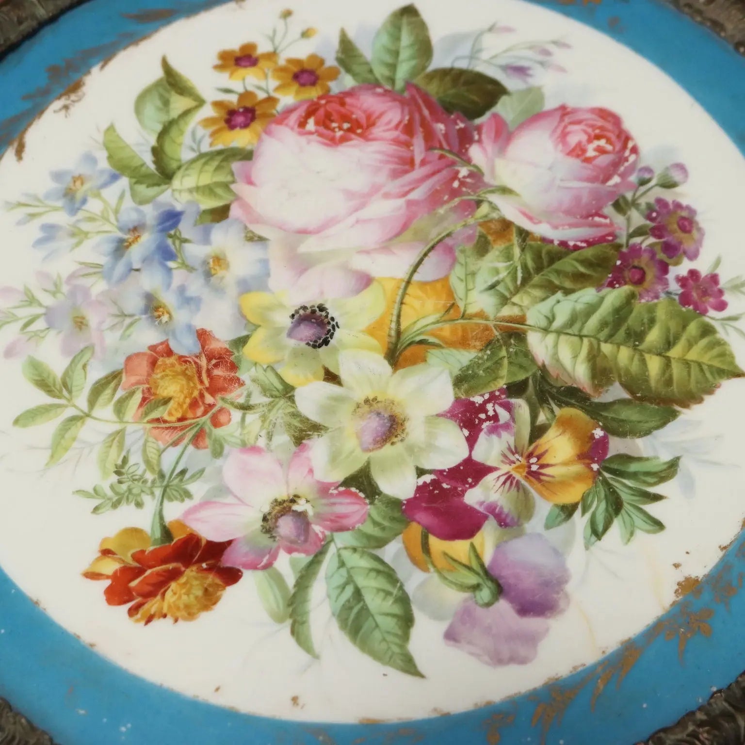 Antique Coffee Table Walnut Painted Ceramic XX Century - France, XX Century | Antiques | Side & Coffee Tables