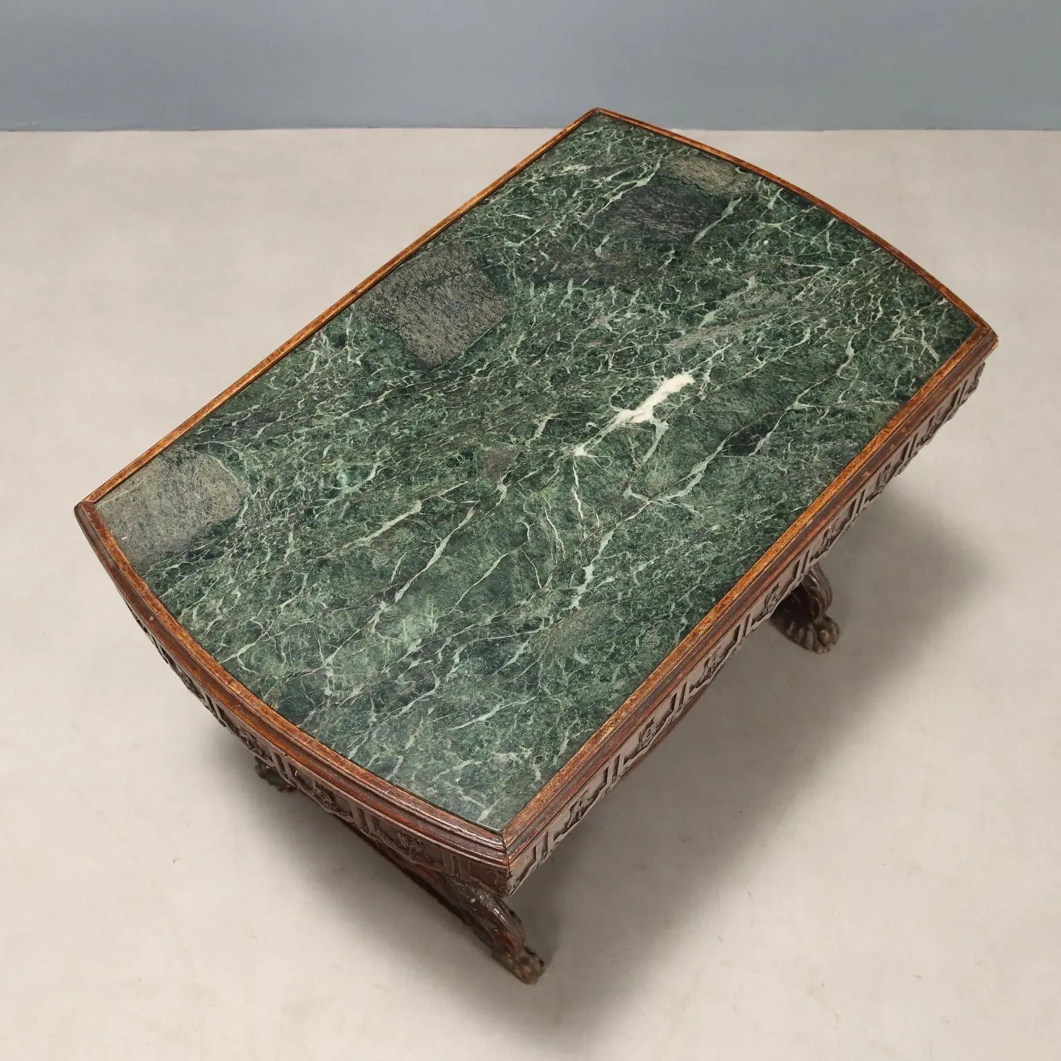 Walnut and Green Marble Table - 19th Century Italy