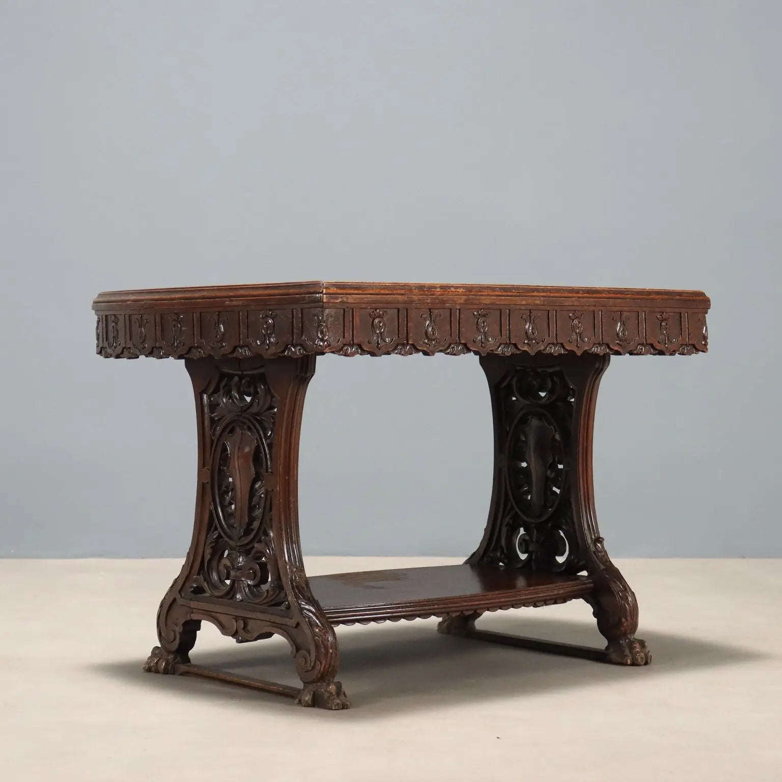 Walnut and Green Marble Table - 19th Century Italy