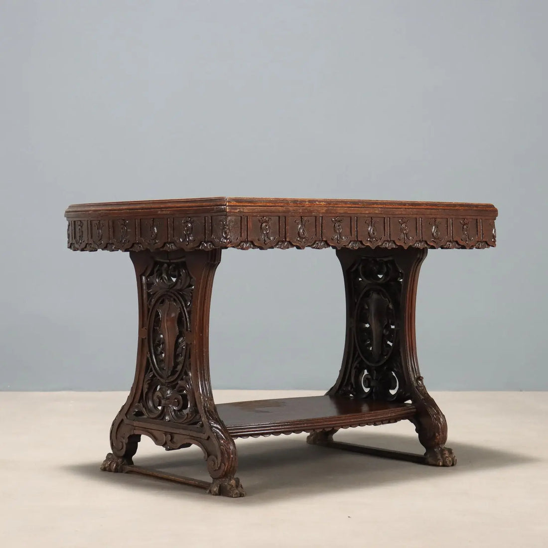 Walnut and Green Marble Table - 19th Century Italy