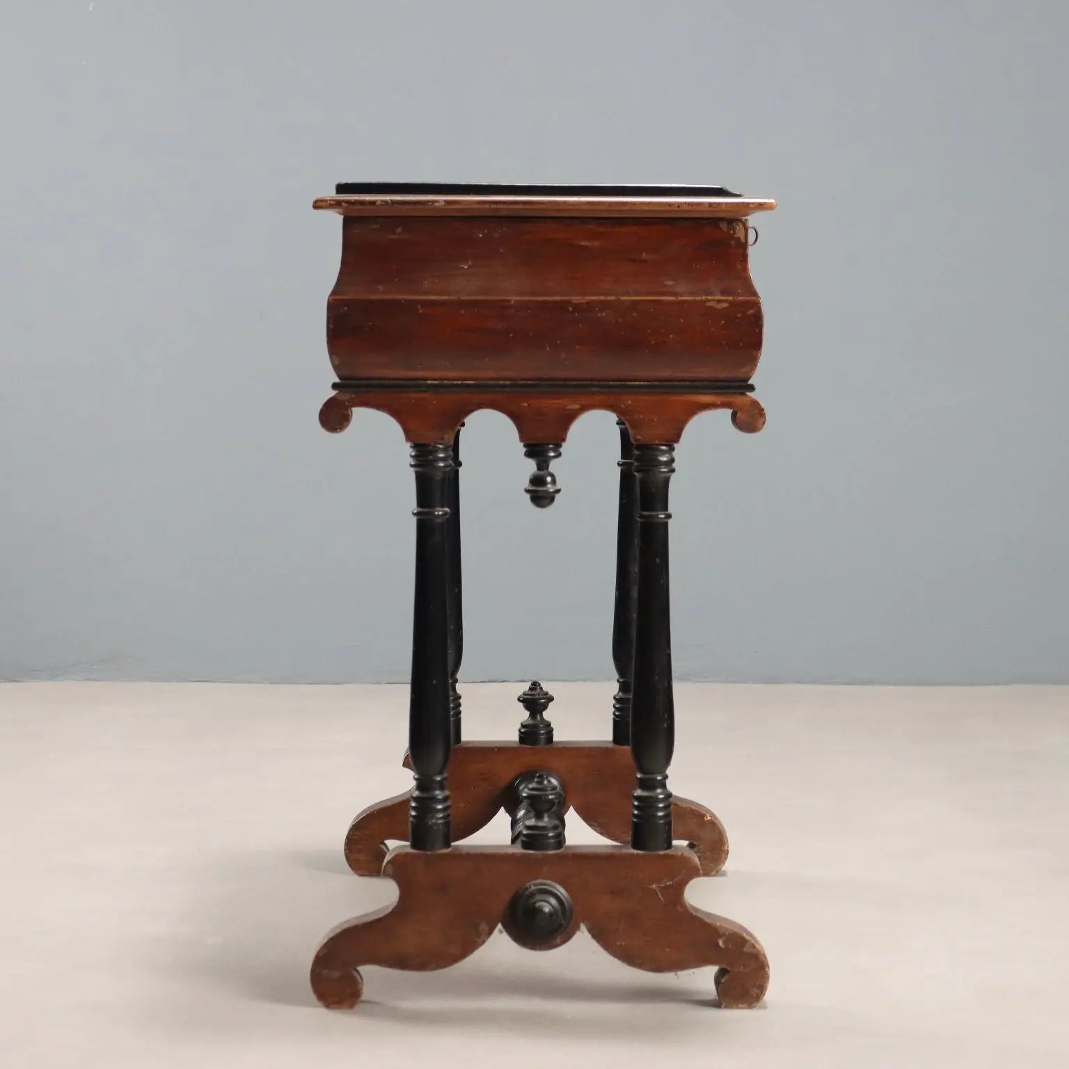 Antique Sewing Table Walnut Painted Poplar Italy Late XIX Century