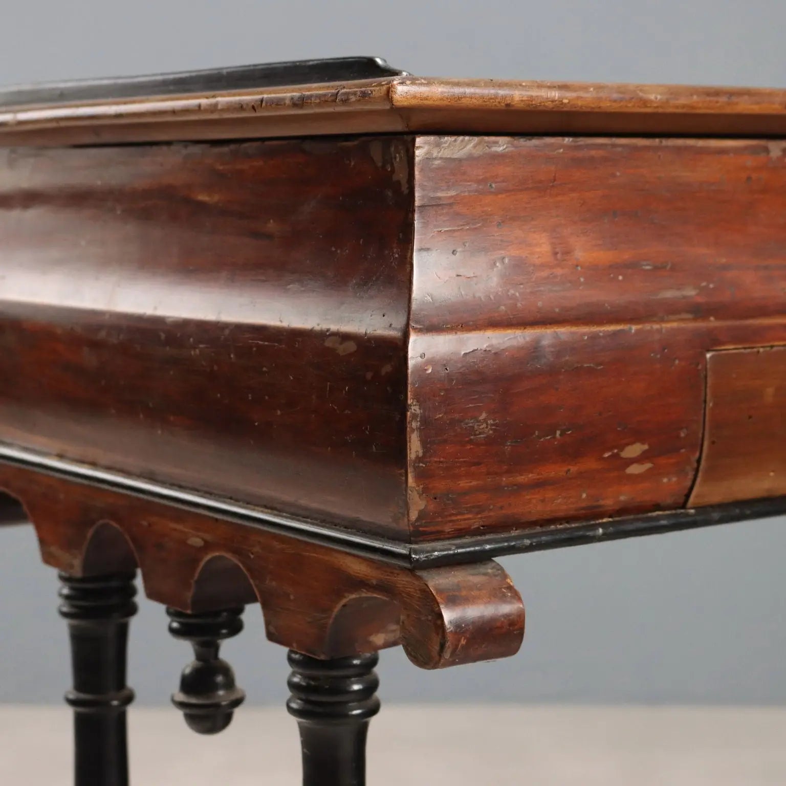 Antique Sewing Table Walnut Painted Poplar Italy Late XIX Century