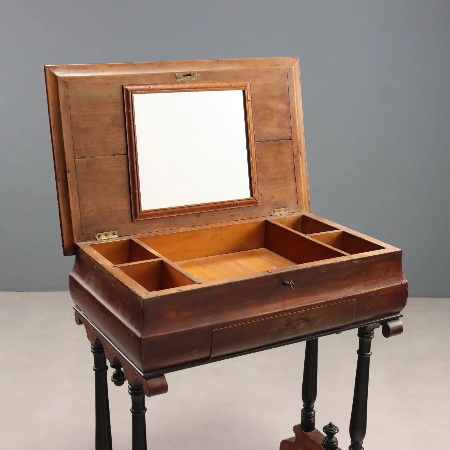 Antique Sewing Table Walnut Painted Poplar Italy Late XIX Century