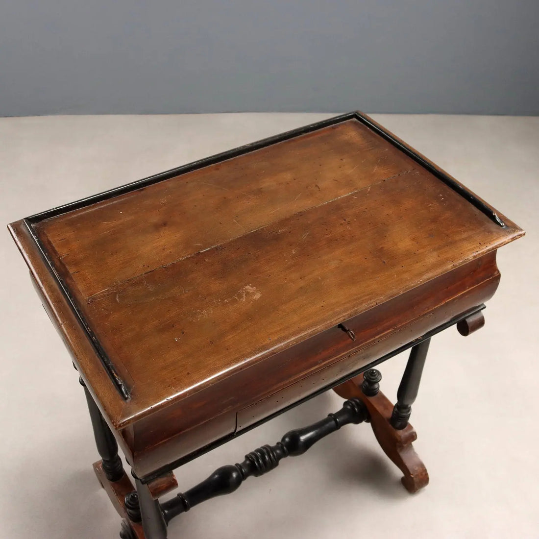 Antique Sewing Table Walnut Painted Poplar Italy Late XIX Century