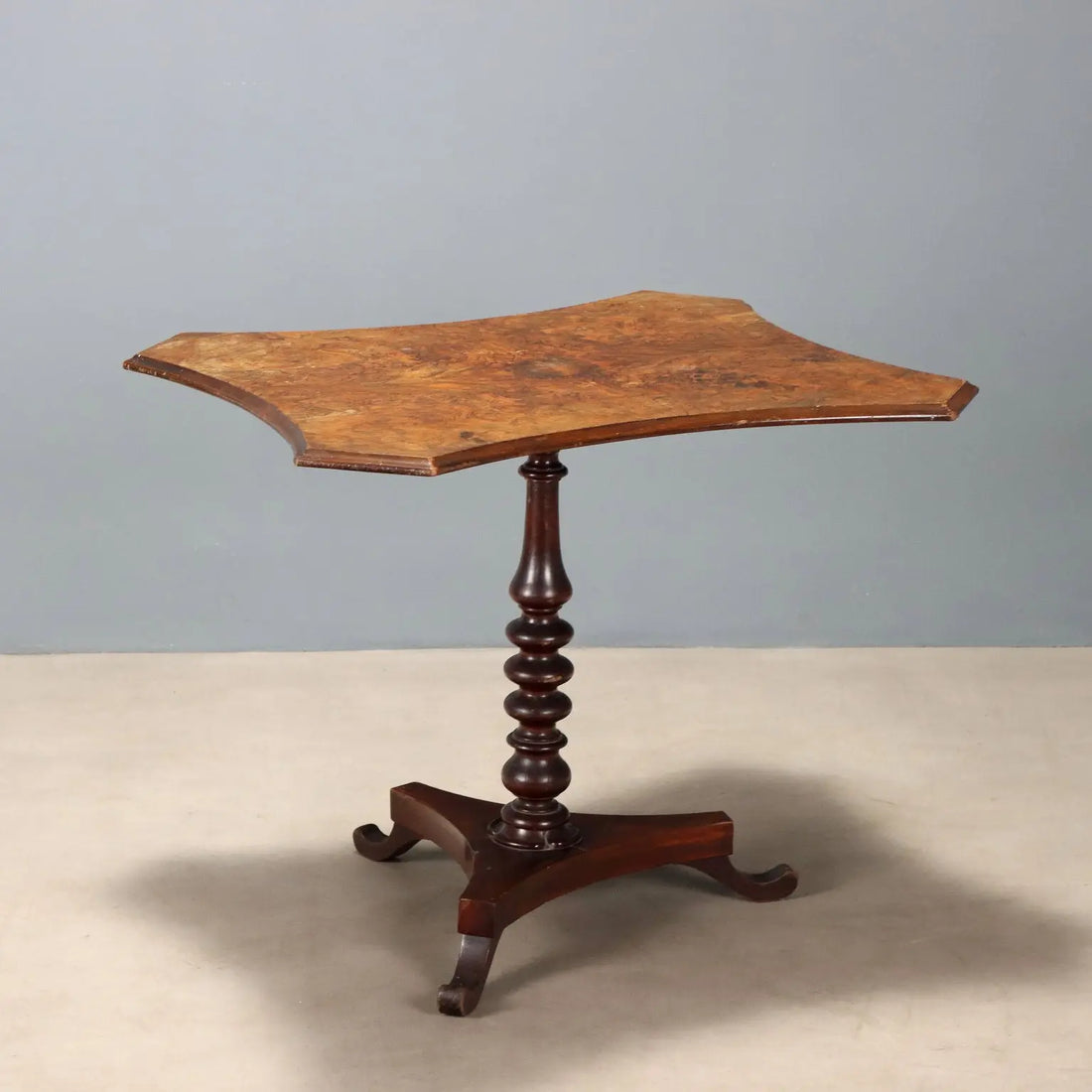 English Walnut Burl Table, 19th Century