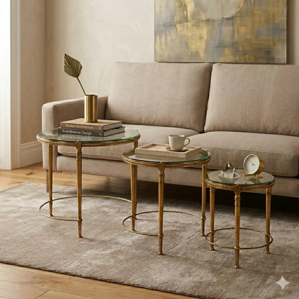 Small Antique Tables Metal Glass Italy XX Century - Italy, XX Century | Antiques | Side & Coffee Tables