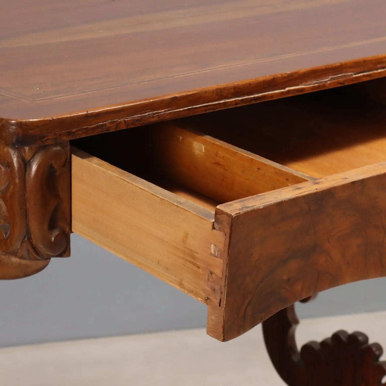Antique Writing Desk Louis Philippe Walnut Italy XIX Century - Italy, Mid XIX Century | Antiques | Side & Coffee Tables