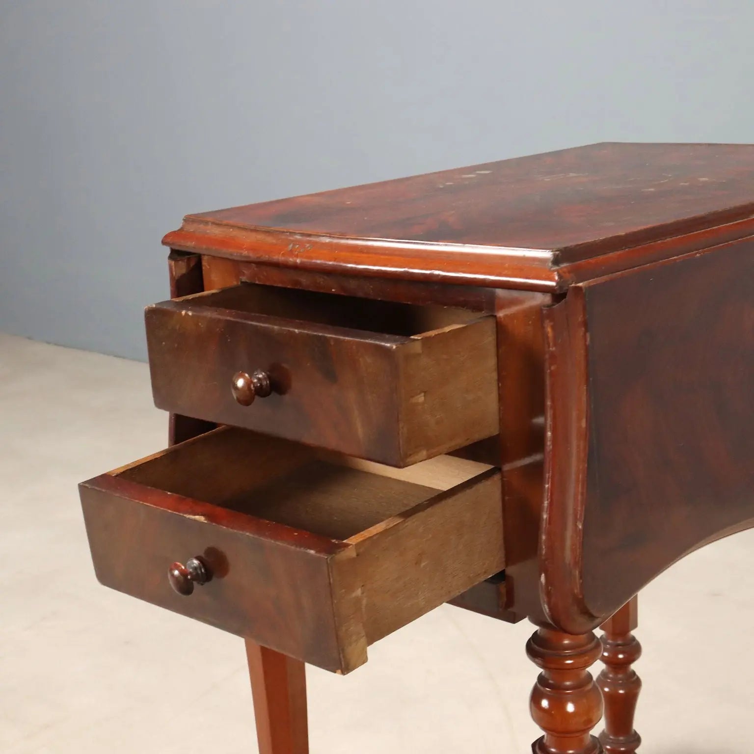 Antique Working Table Mahogany Veneer Italy XIX Century - France, XIX Century | Antiques | Side & Coffee Tables