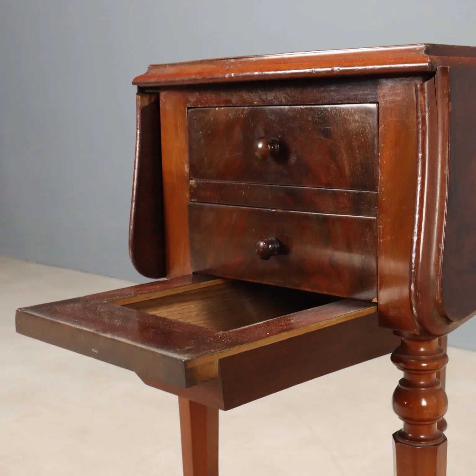 Antique Working Table Mahogany Veneer Italy XIX Century - France, XIX Century | Antiques | Side & Coffee Tables