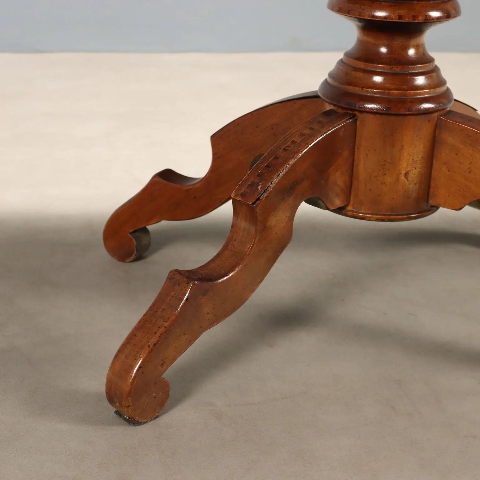 Small Antique Table Walnut Inlays Italy XX Century