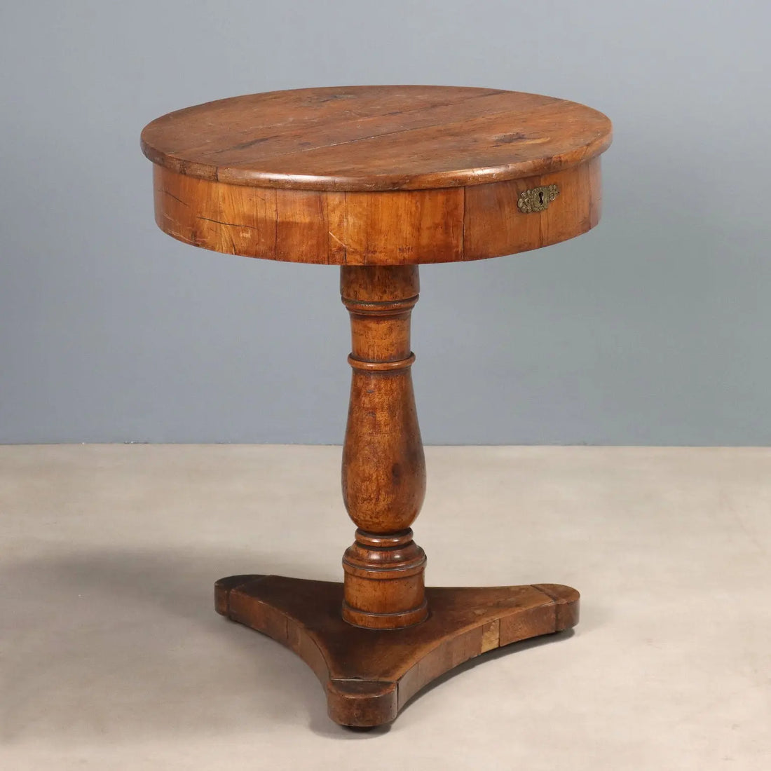 Antique Coffee Table Walnut with Drawer Italy XIX Century