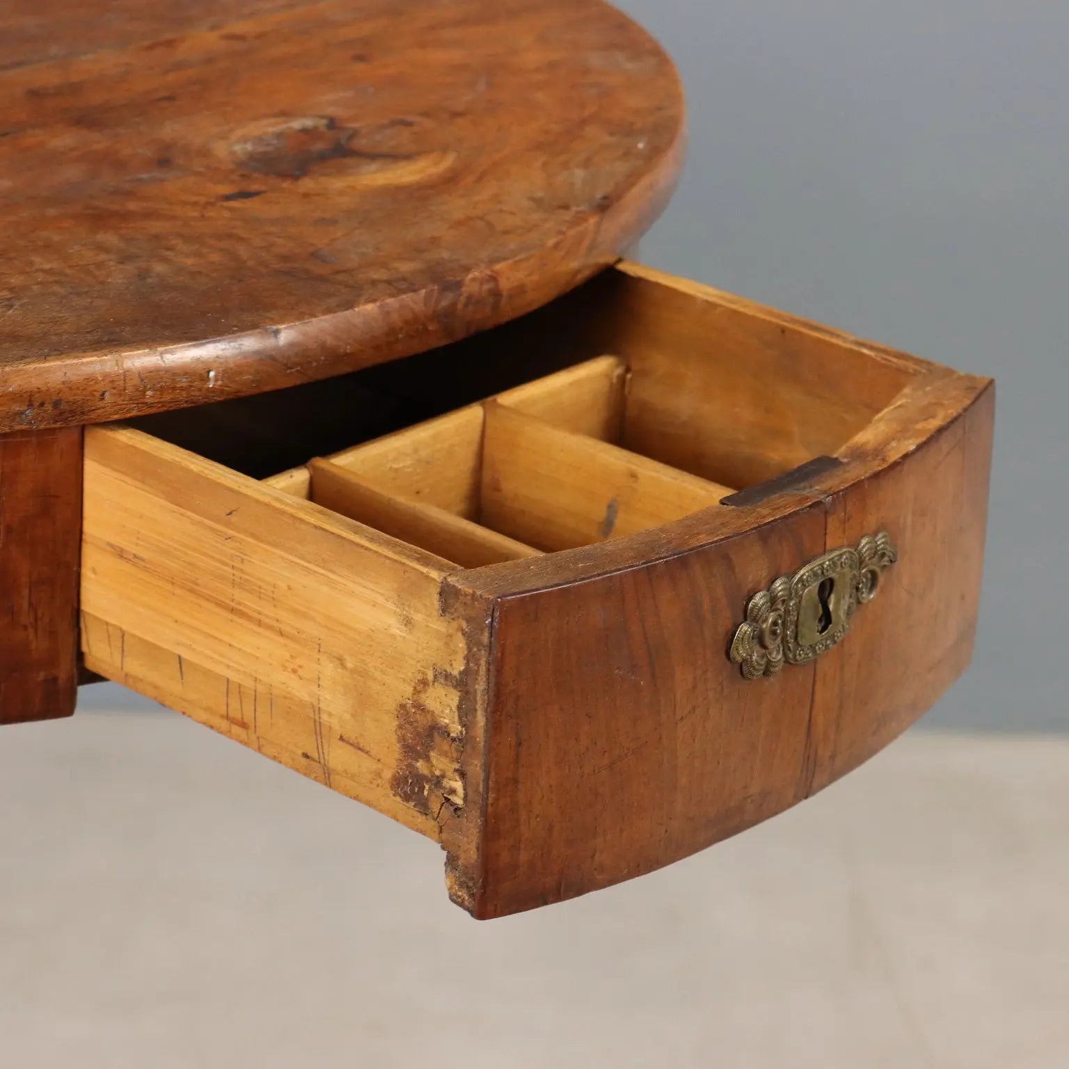 Antique Coffee Table Walnut with Drawer Italy XIX Century