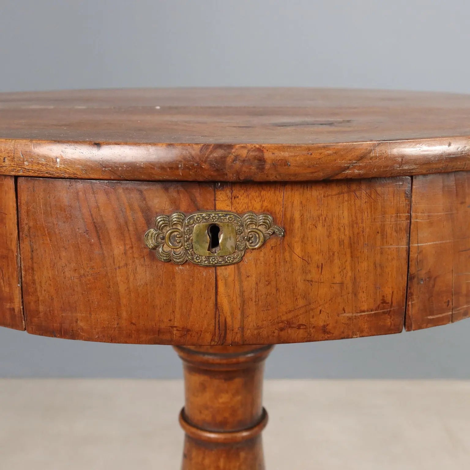 Antique Coffee Table Walnut with Drawer Italy XIX Century