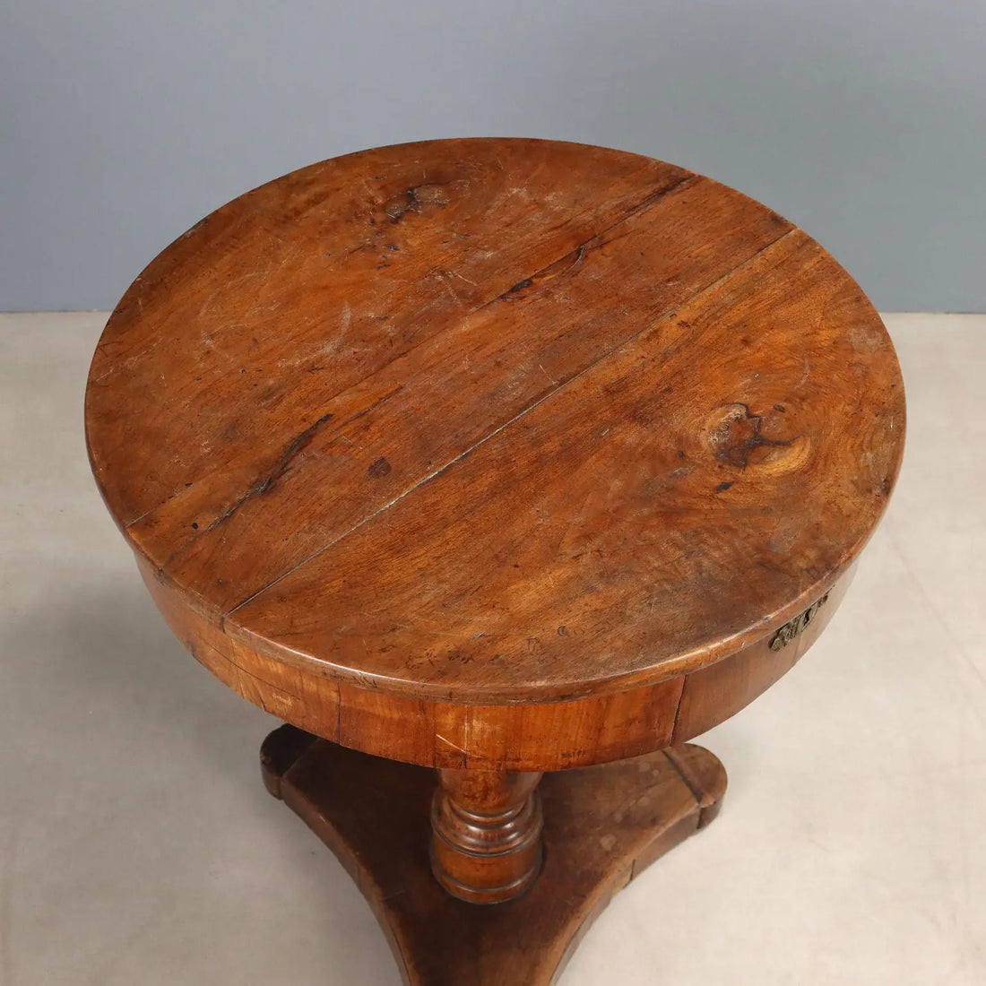 Antique Coffee Table Walnut with Drawer Italy XIX Century