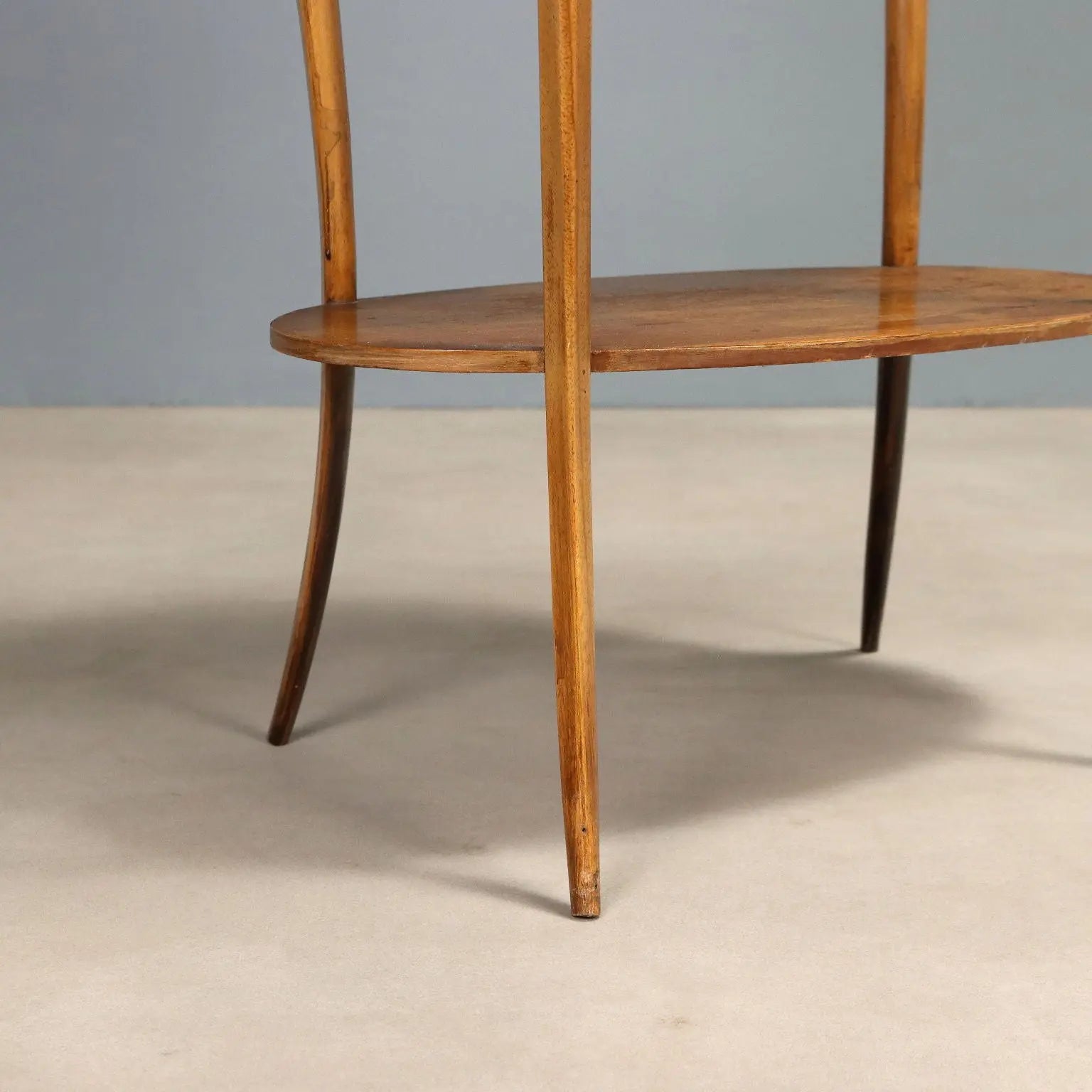 Small Antique Table Walnut Metal Italy XX Century