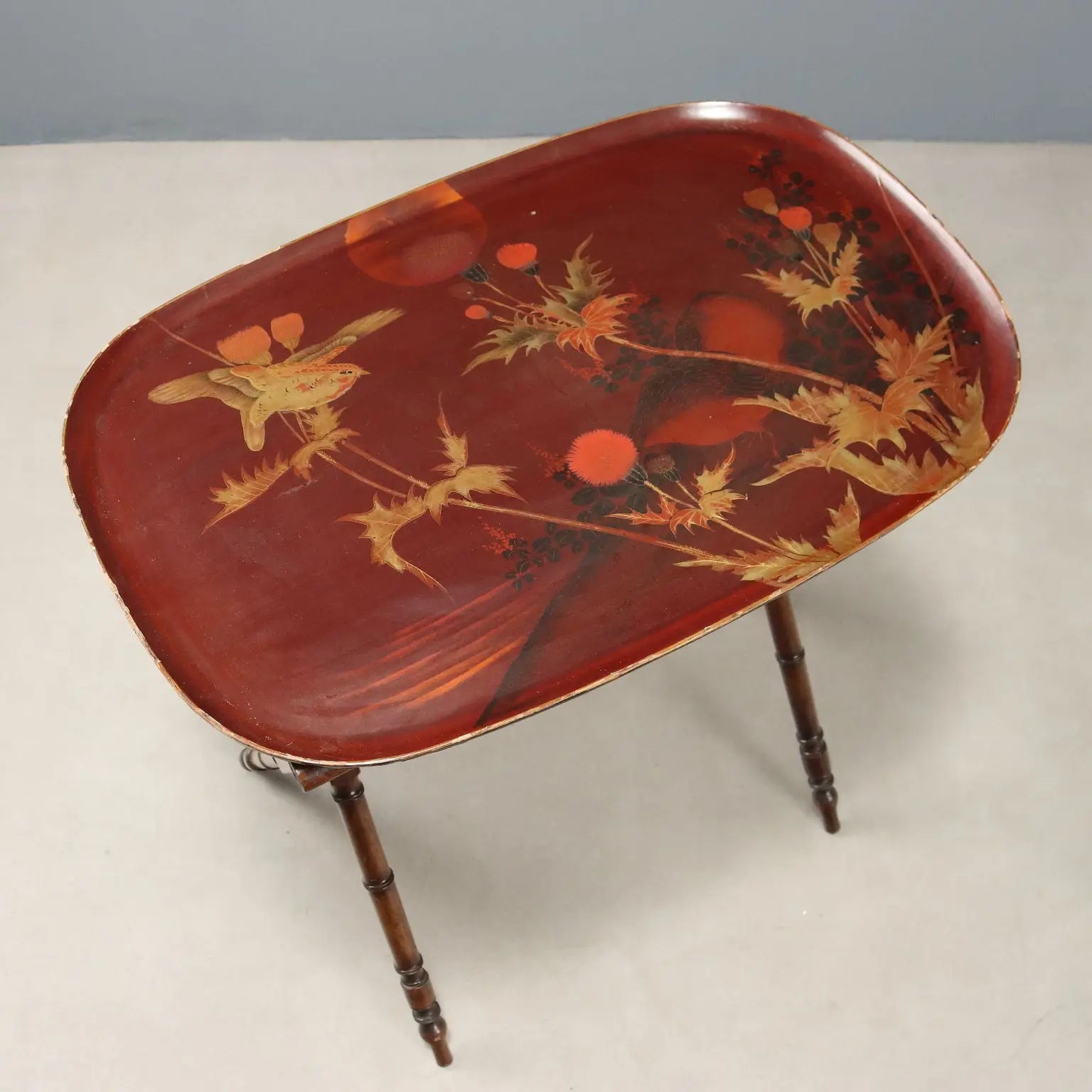 Small Antique Table Chinoiserie Lacquered Wood England '800