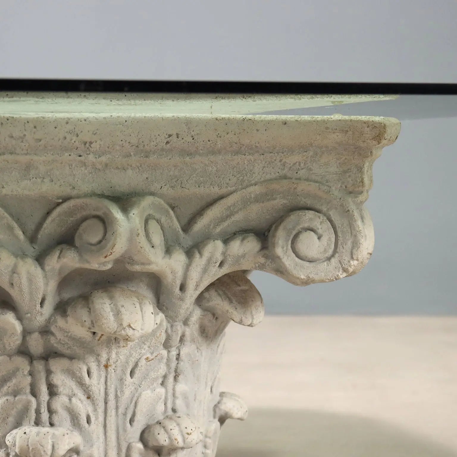 Small Antique Table Glass Earthenware Italy XX Century