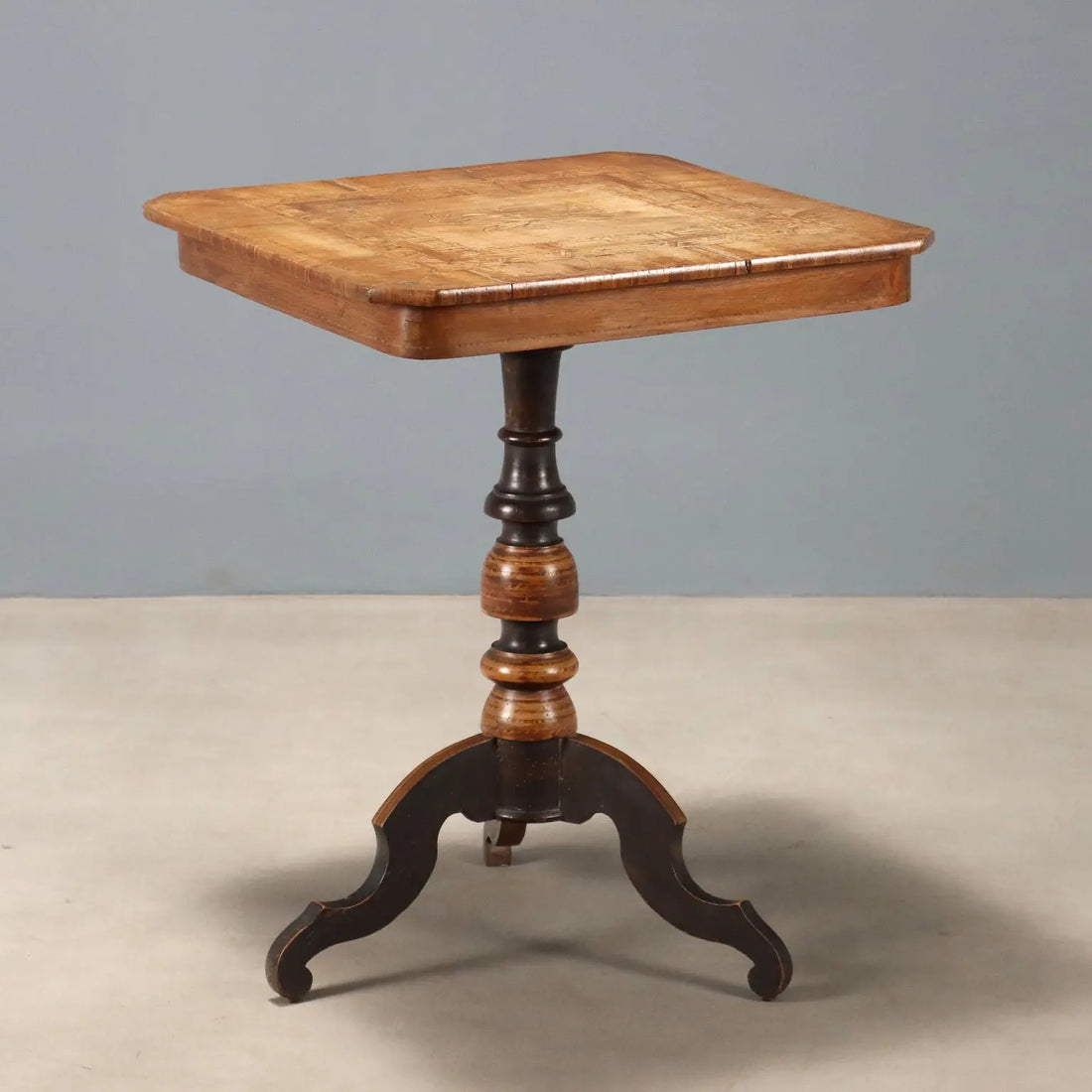 Small Antique Table Walnut Elm Various Woods XIX Century