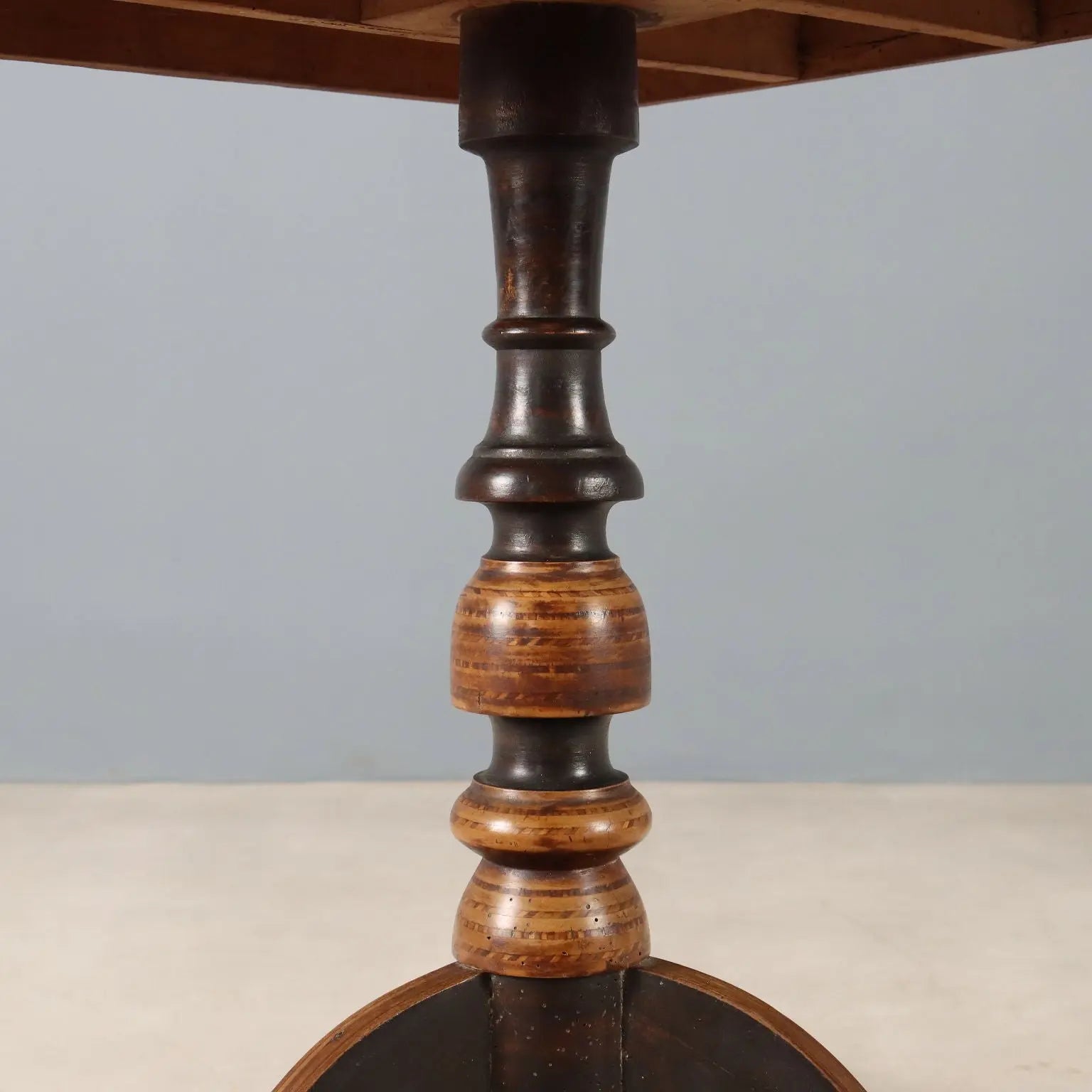 Small Antique Table Walnut Elm Various Woods XIX Century