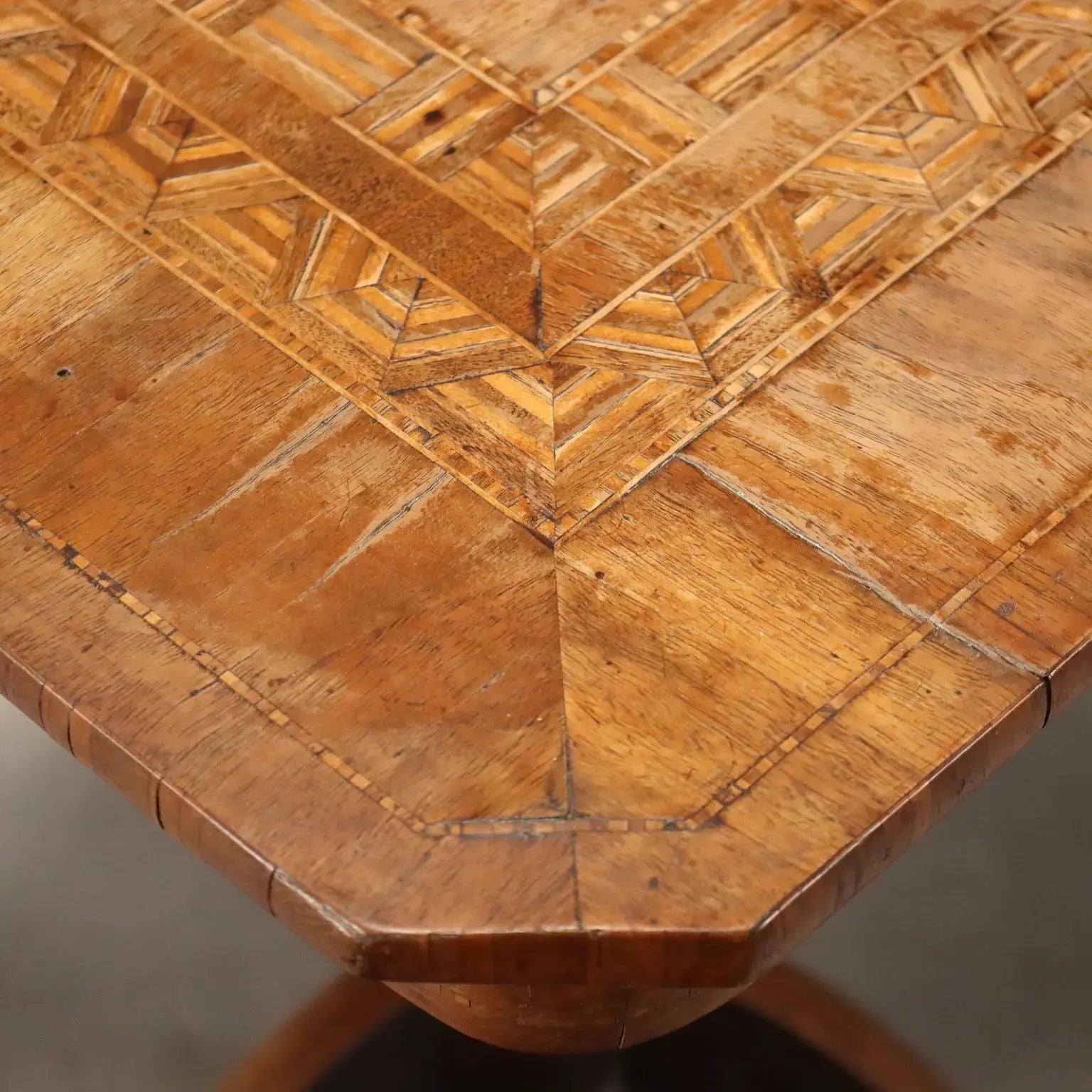 Small Antique Table Walnut Elm Various Woods XIX Century