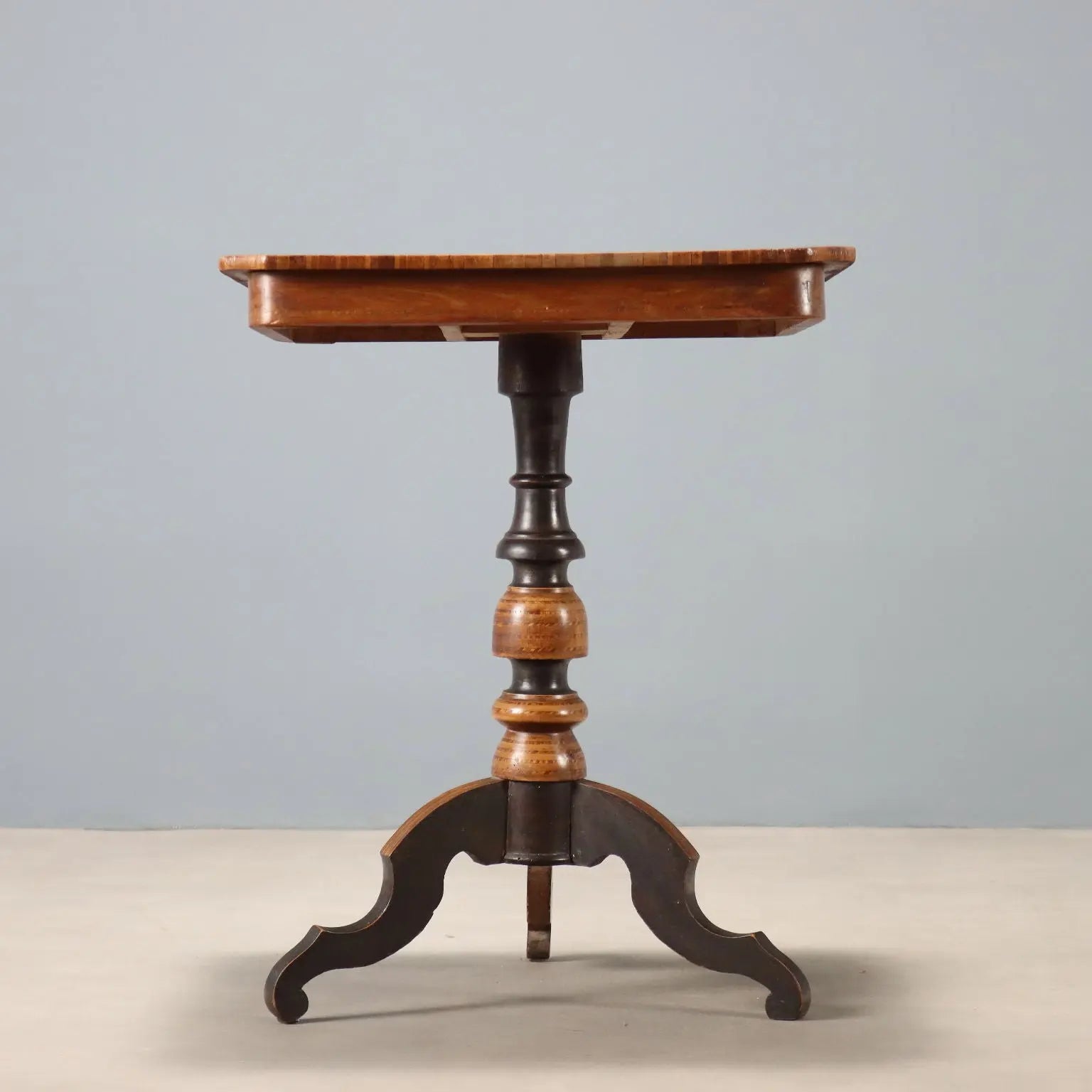 Small Antique Table Walnut Elm Various Woods XIX Century