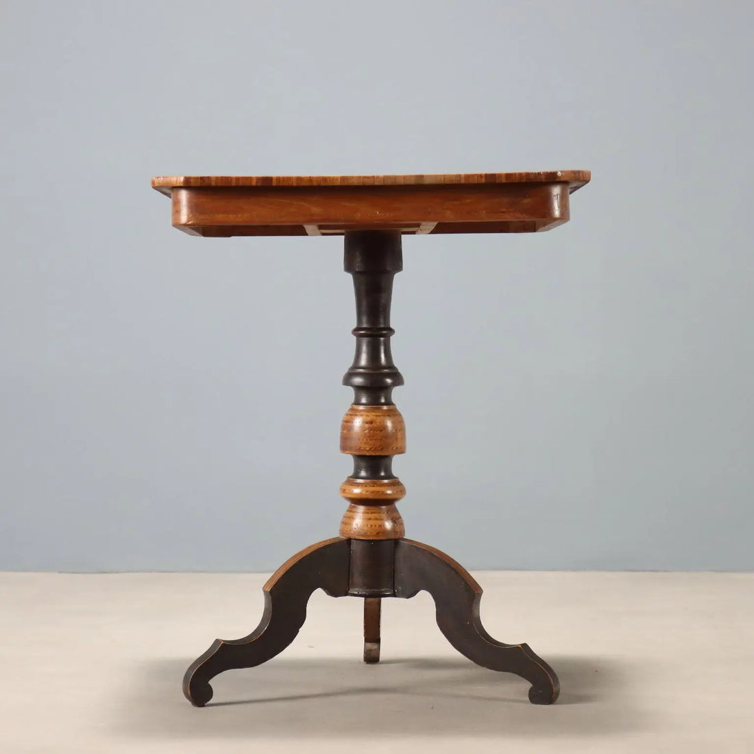 Small Antique Table Walnut Elm Various Woods XIX Century
