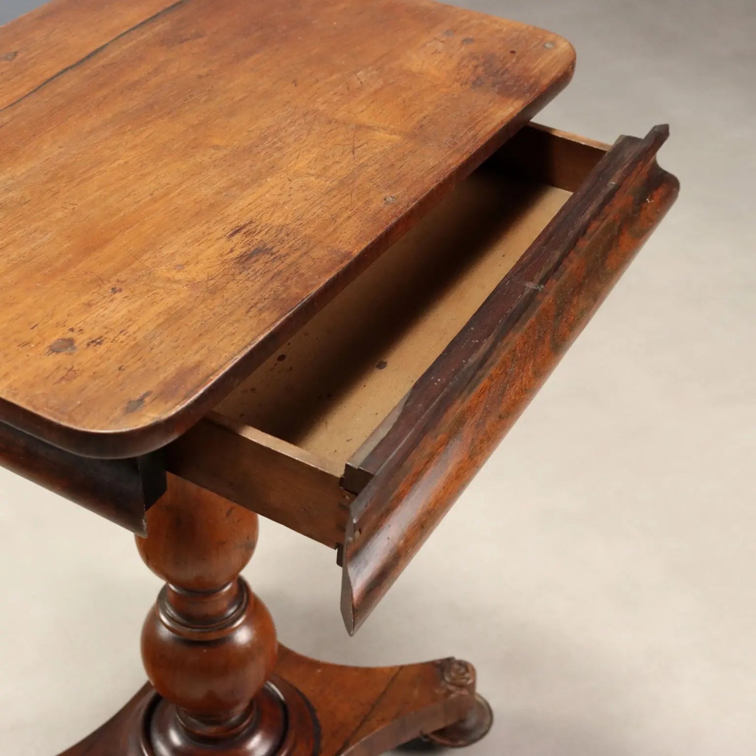 Small Antique Table Wood with Drawer Italy XIX Century