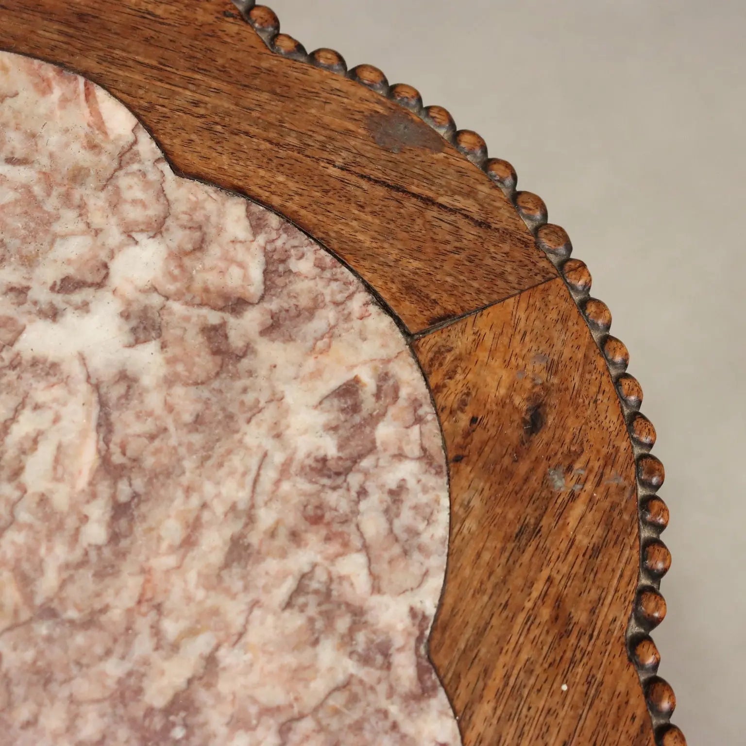 Small Antique Table Exotic Wood Marble India XX Century