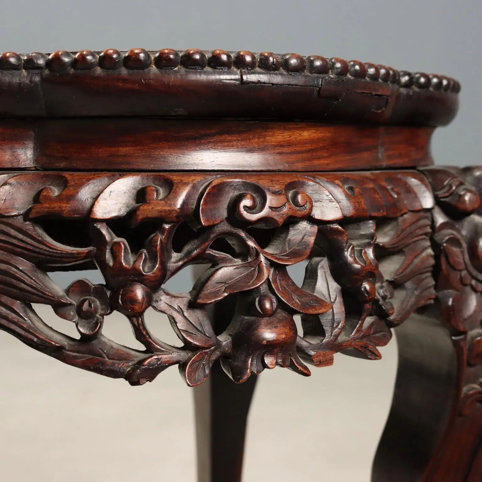 Small Antique Table Exotic Wood Marble India XX Century