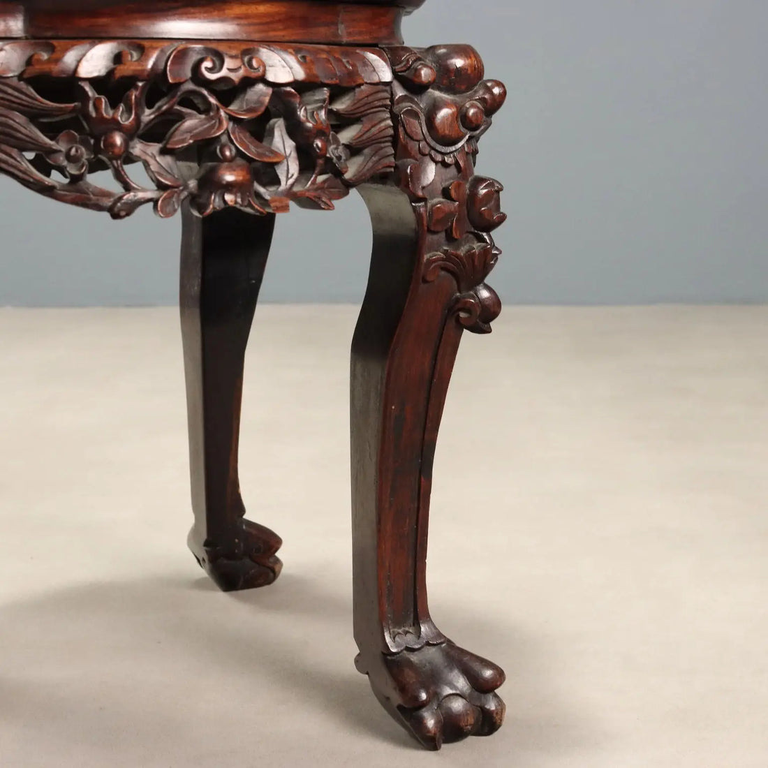 Small Antique Table Exotic Wood Marble India XX Century
