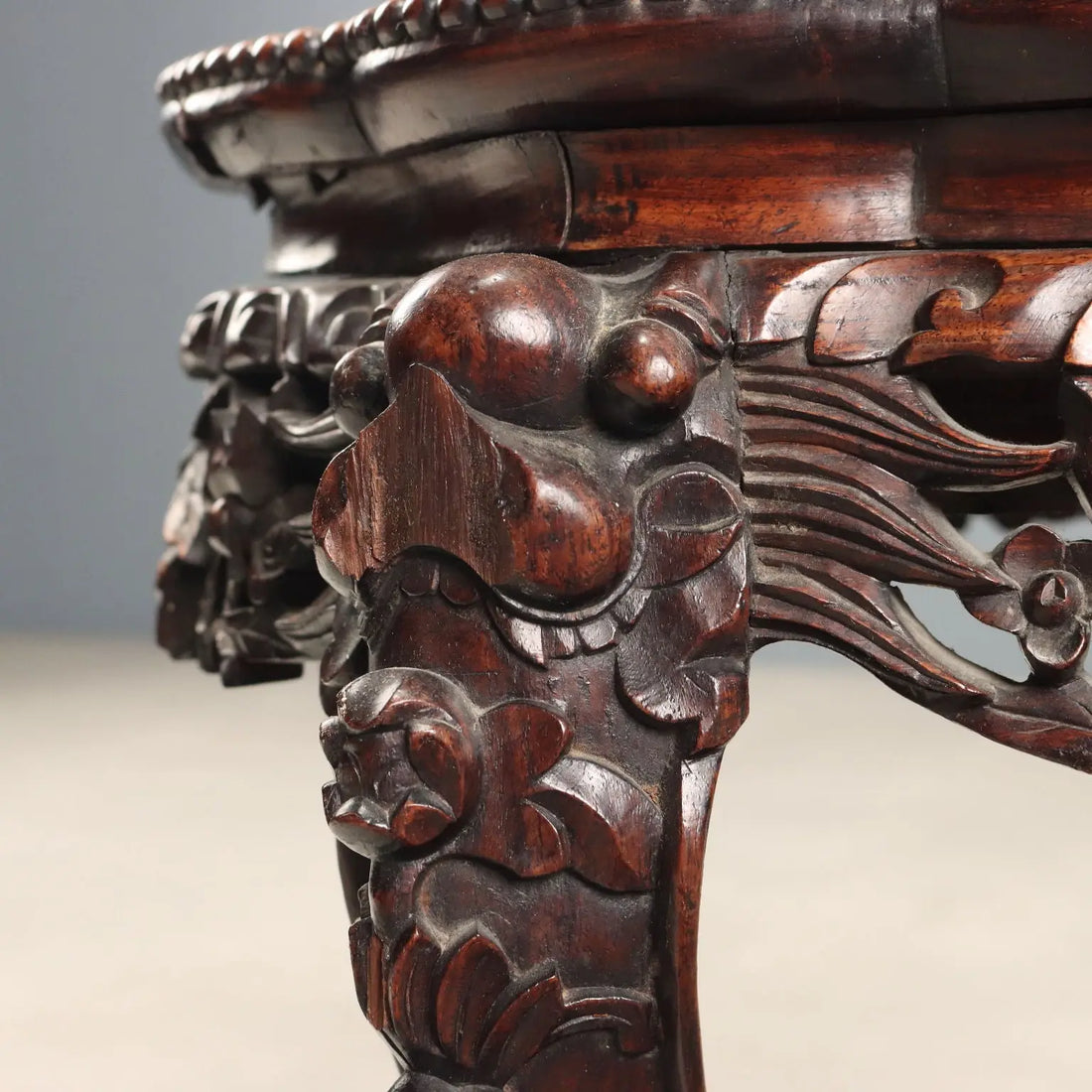 Small Antique Table Exotic Wood Marble India XX Century