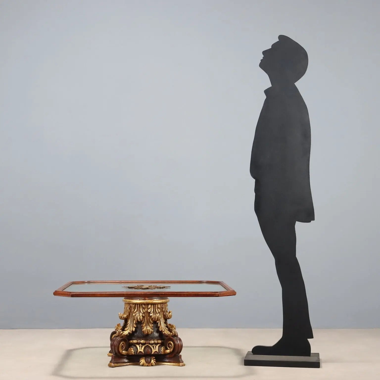 Center Table in Glass and Gilt Wood - Italy 20th Century