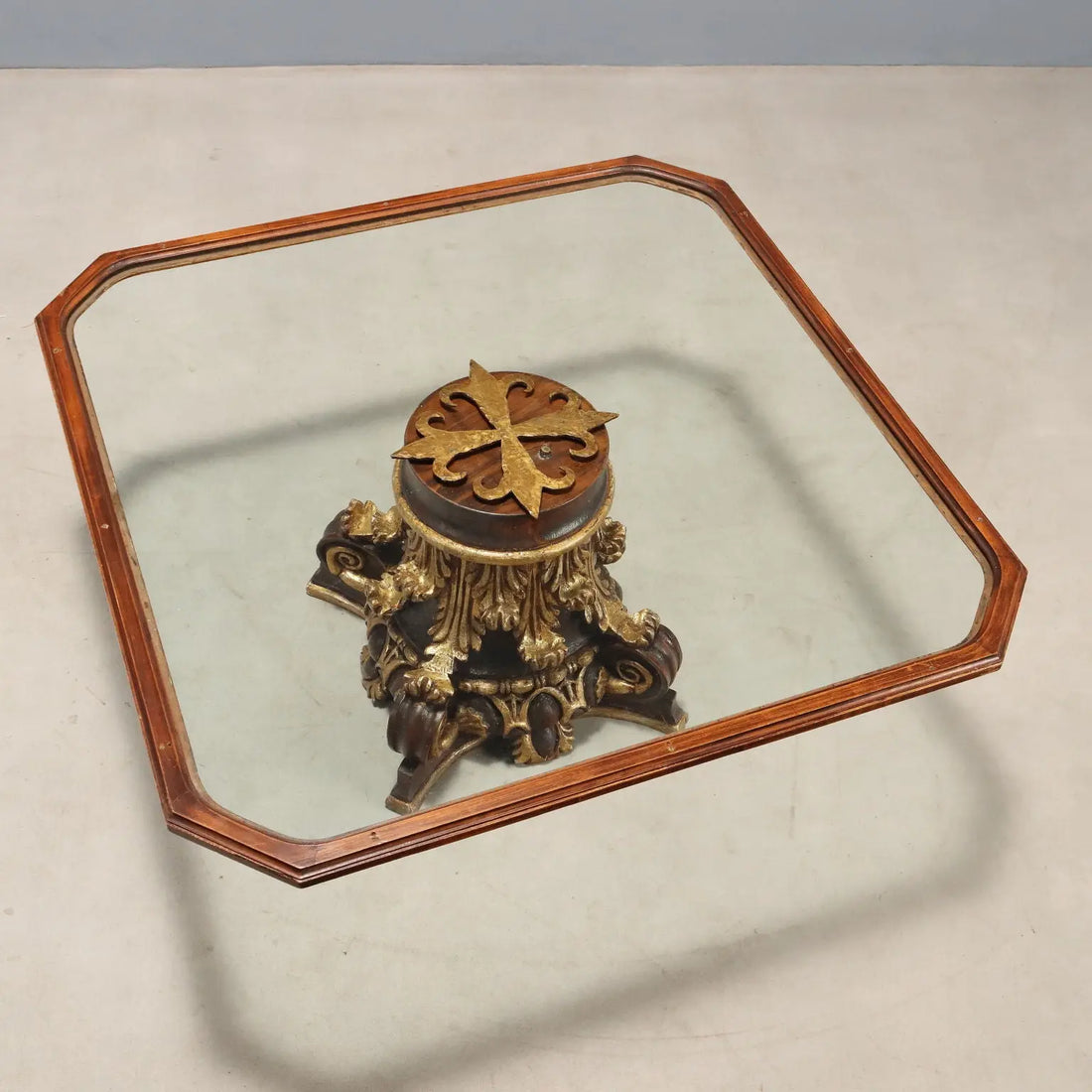 Center Table in Glass and Gilt Wood - Italy 20th Century
