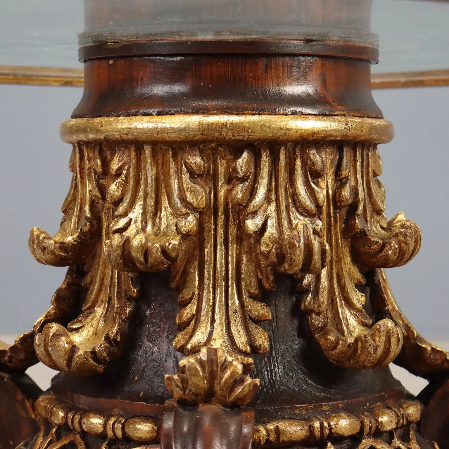 Center Table in Glass and Gilt Wood - Italy 20th Century