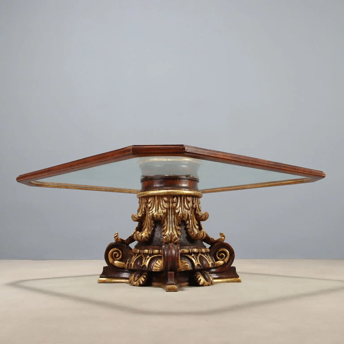 Center Table in Glass and Gilt Wood - Italy 20th Century