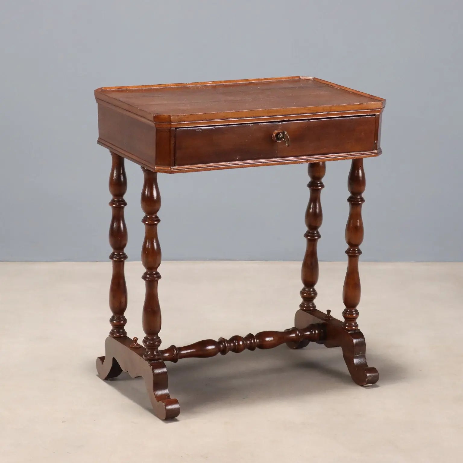 Antique Walnut Work Table, Italy 19th Century