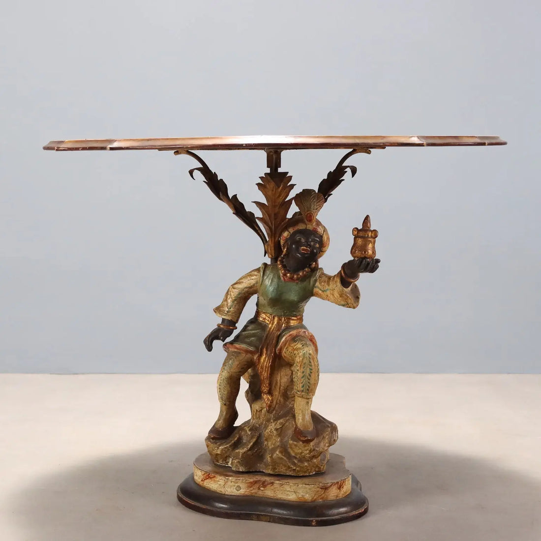 Antique Coffee Table Wood Metal Italy XX Century