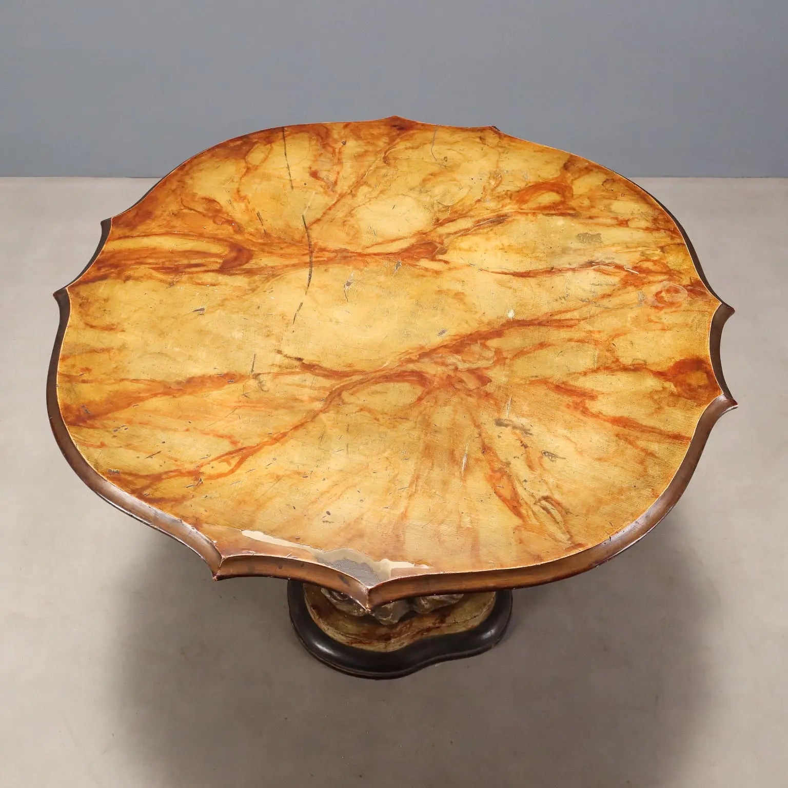 Antique Coffee Table Wood Metal Italy XX Century