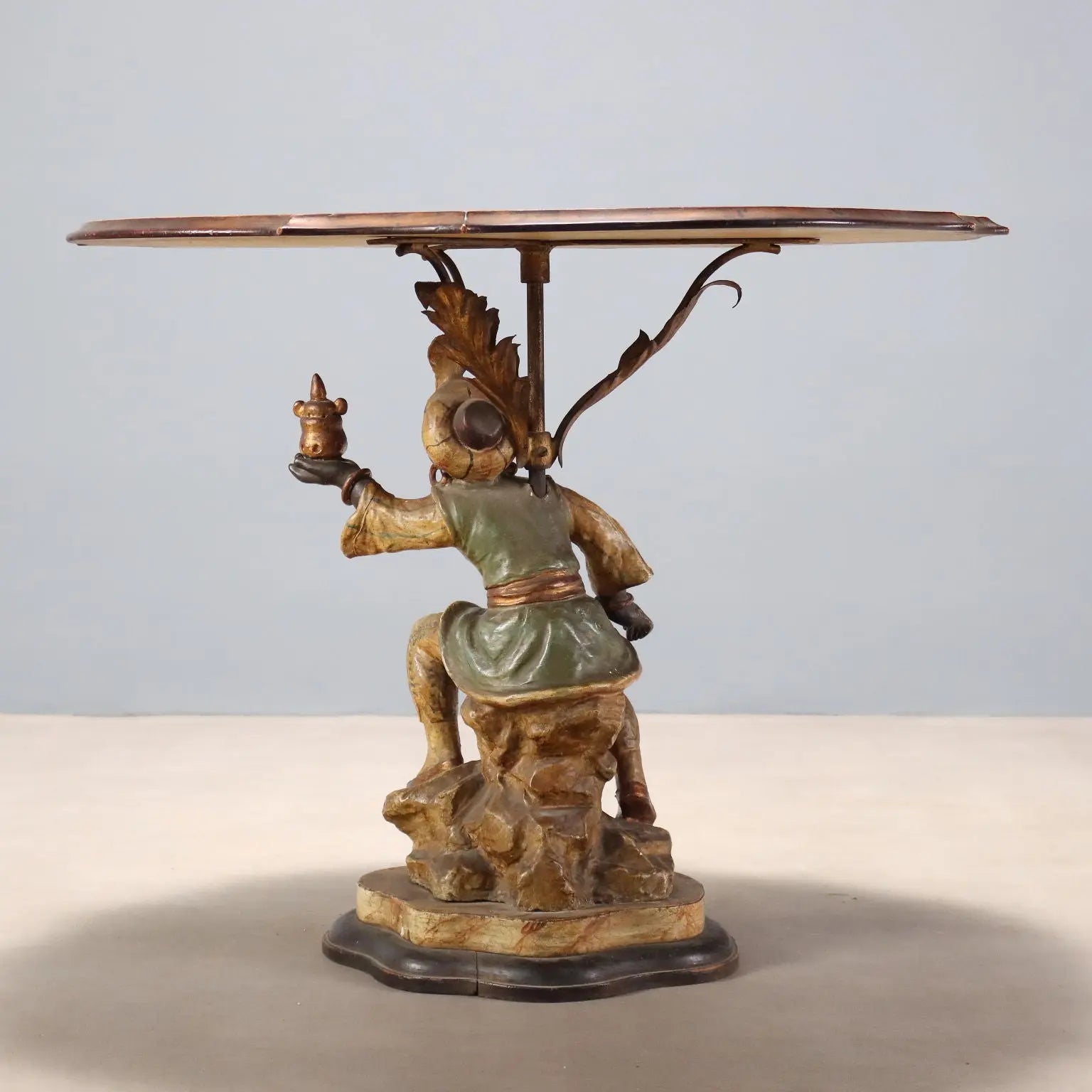 Antique Coffee Table Wood Metal Italy XX Century
