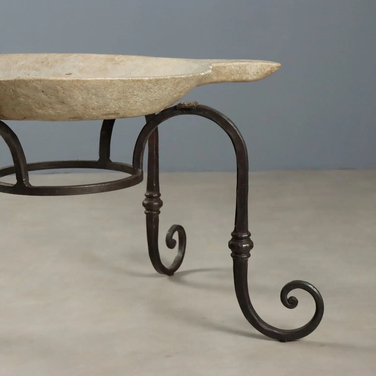 Antique Table Wrought Iron Marble Italy Early XX Century