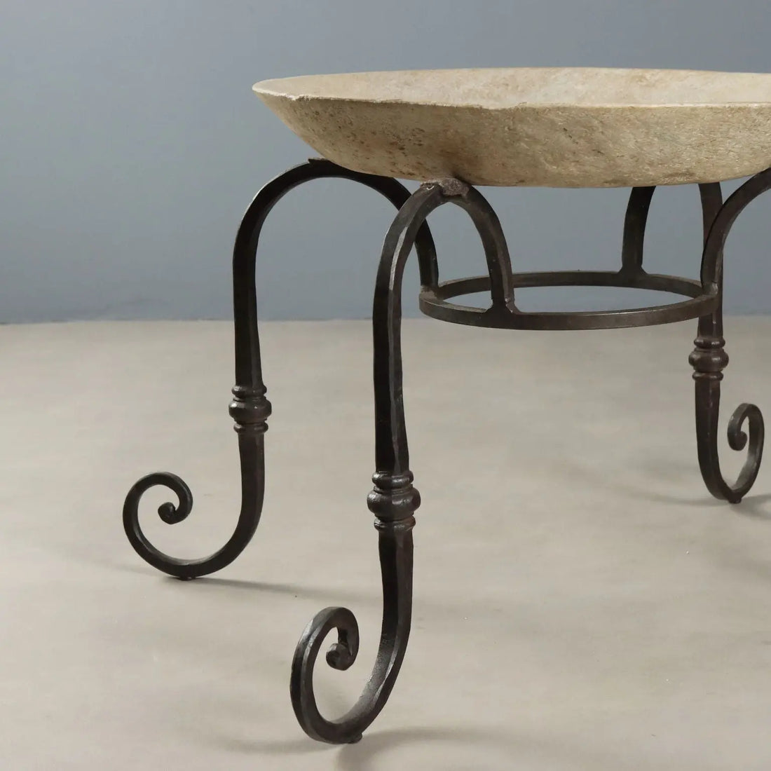 Antique Table Wrought Iron Marble Italy Early XX Century