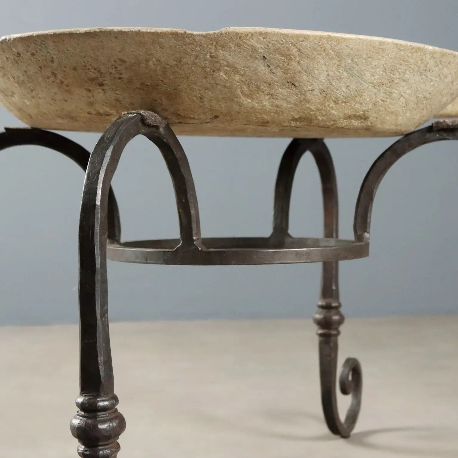 Antique Table Wrought Iron Marble Italy Early XX Century