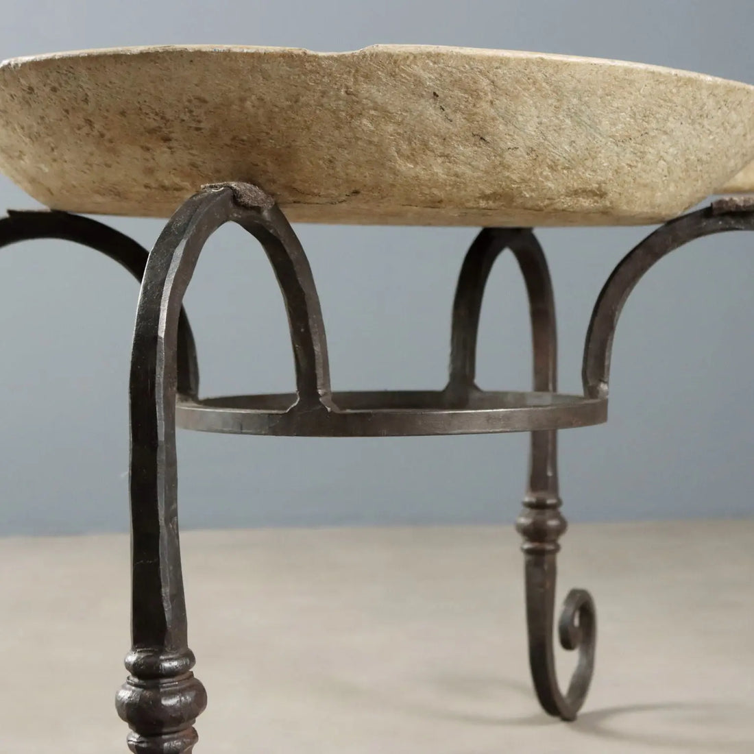 Antique Table Wrought Iron Marble Italy Early XX Century