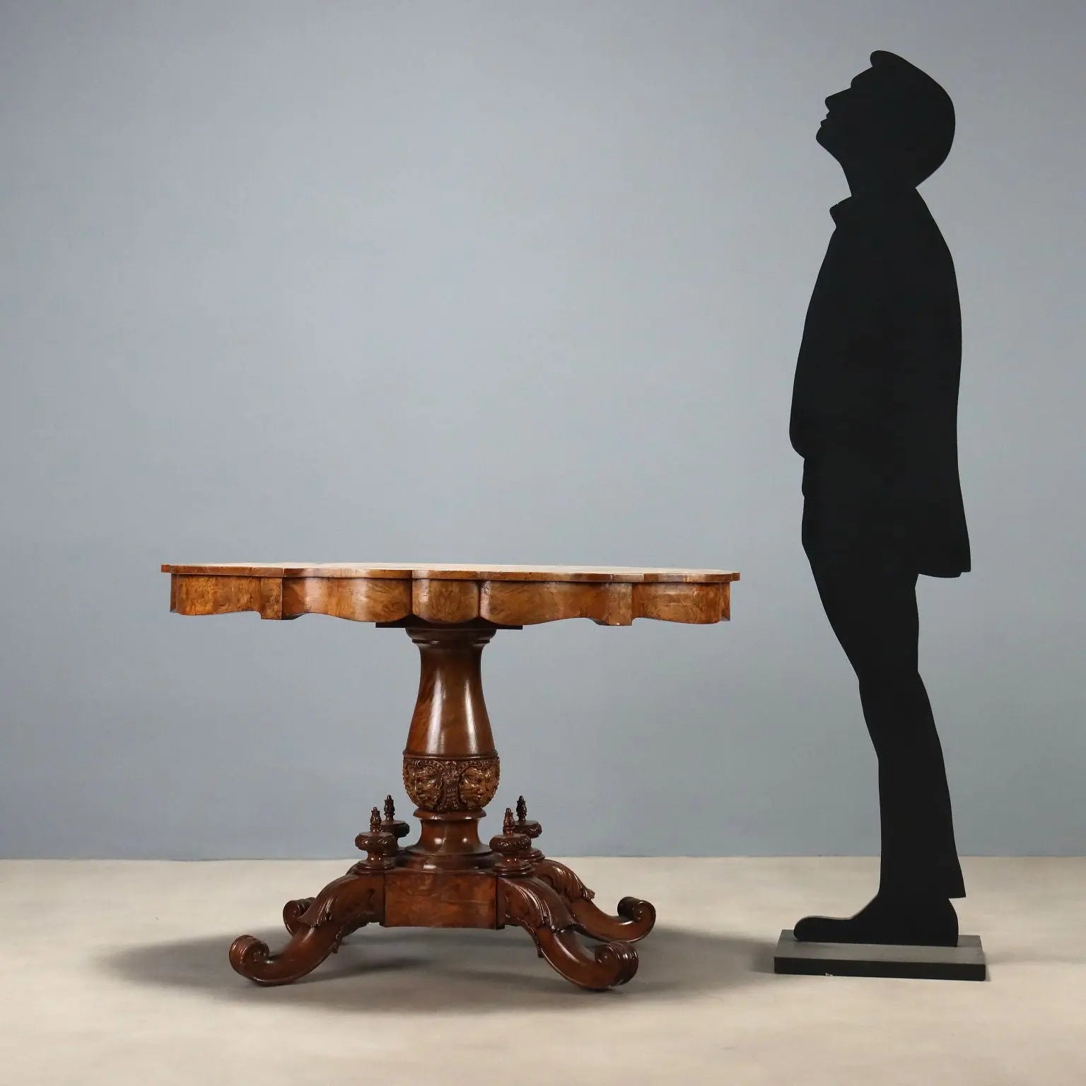 Luigi Filippo Walnut Table, 19th Century Italy