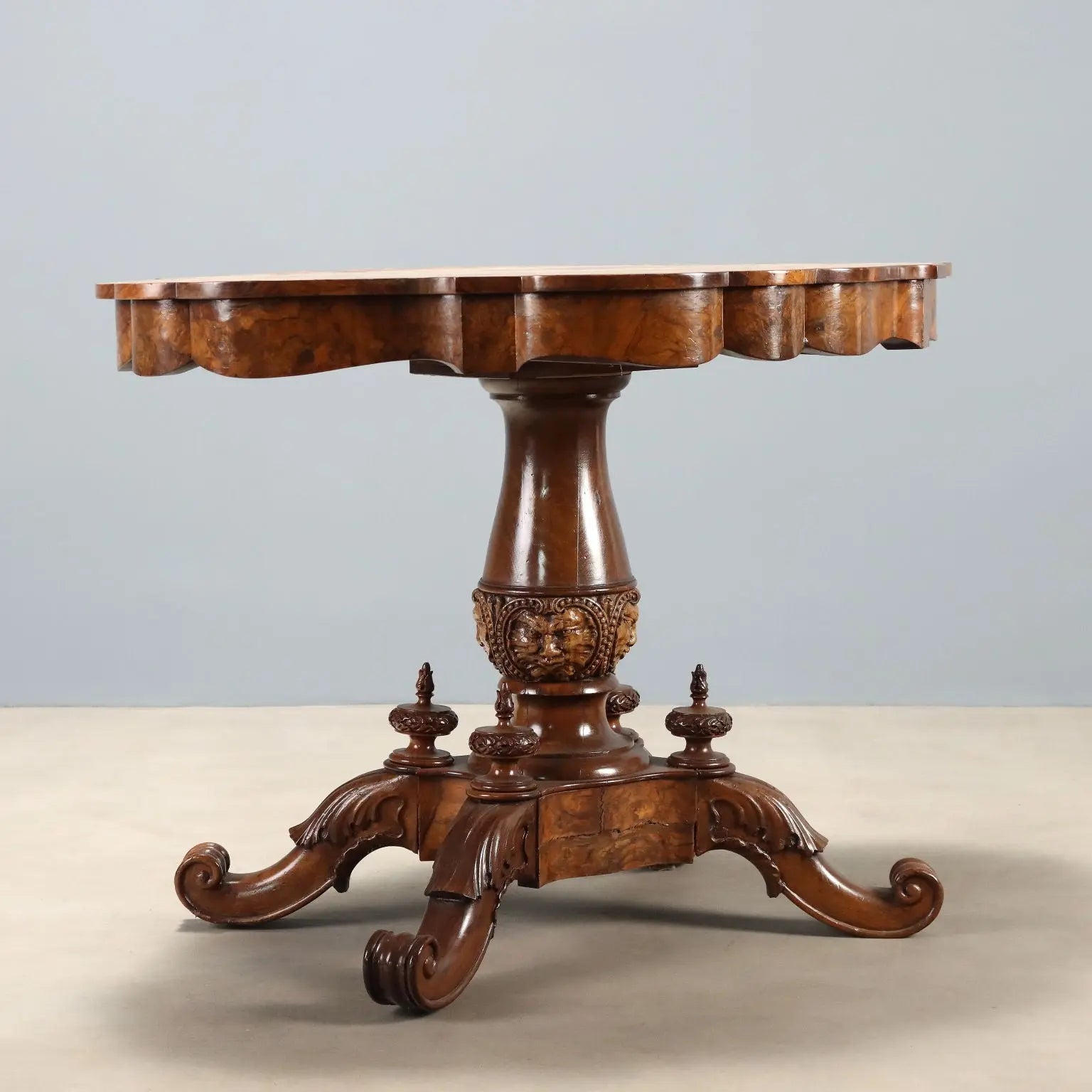 Luigi Filippo Walnut Table, 19th Century Italy